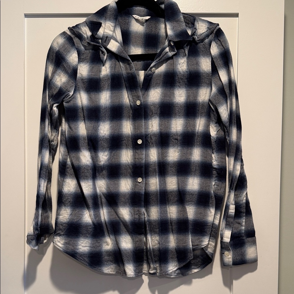 Club Monaco Navy and White Checkered Shirt